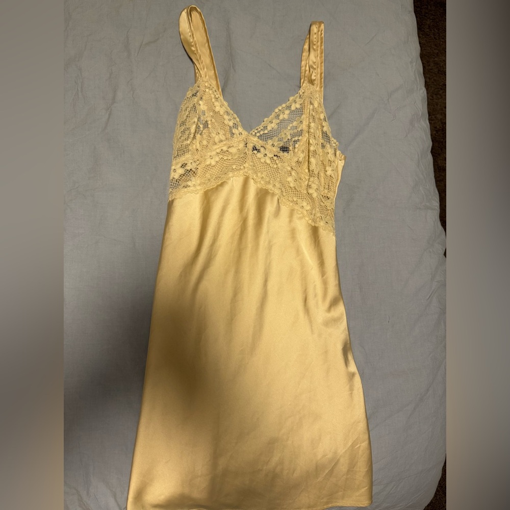 Lioness Yellow Satin Lace Chemise